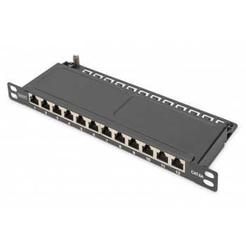 Digitus CAT 6A Slim Patch Panel, shielded, 12-port, 0.5 U, 10