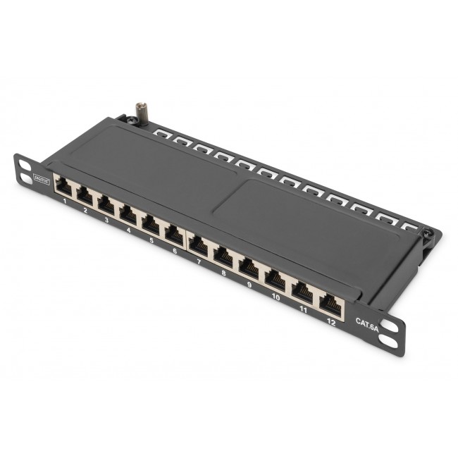 Digitus CAT 6A Slim Patch Panel, shielded, 12-port, 0.5 U, 10