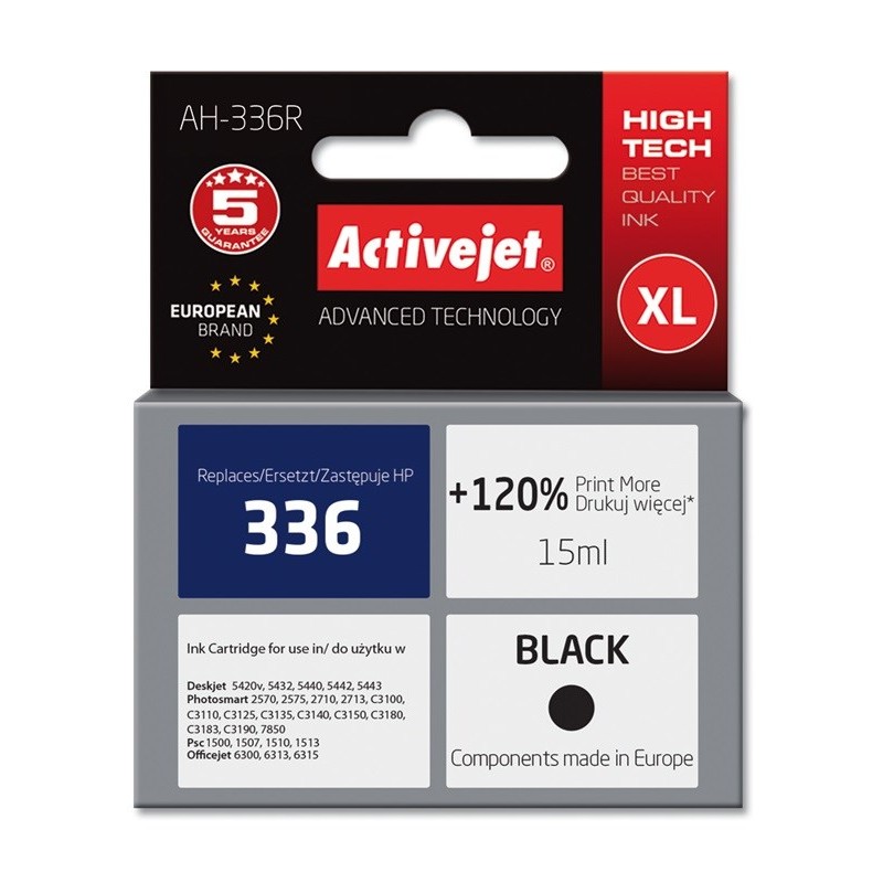 Activejet AH-336R Ink (replacement for HP 336 C9362EE Premium 15 ml black) Activejet AH-336R Ink (replacement for HP 336 C9362EE Premium 15 ml black)