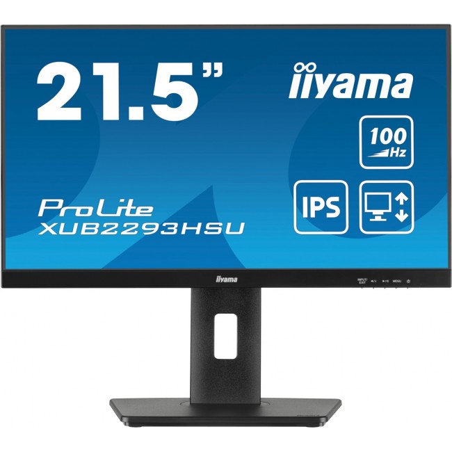 iiyama ProLite 21.5 IPS 3-side borderless monitor with USB hub, 100Hz refresh rate and height-adjustable stand