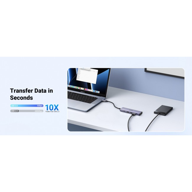 Ugreen 20956A interface hub USB Type-C 5000 Mbit/s Silver