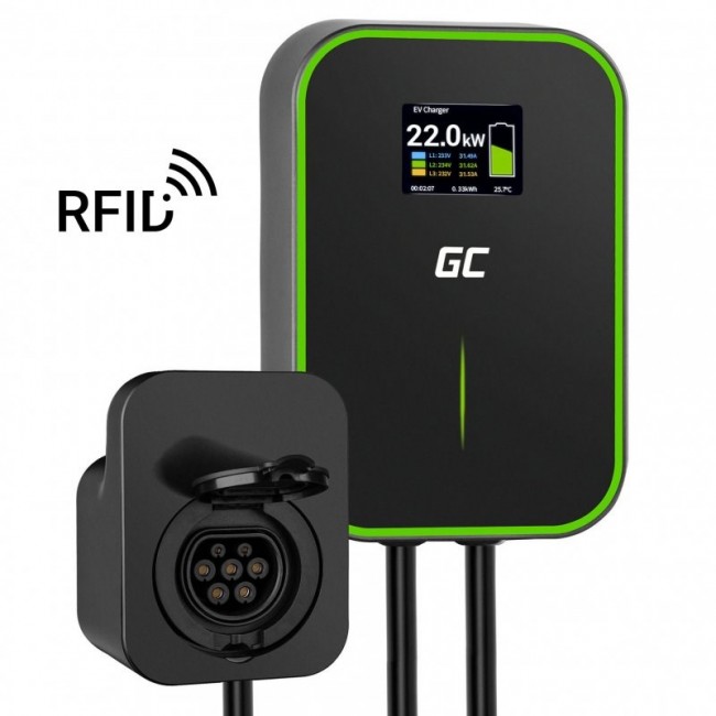 GREEN CELL WALLBOX EV POWERBOX 22KW WITH SOCKET & RFID GREEN CELL WALLBOX EV POWERBOX 22KW WITH SOCKET & RFID