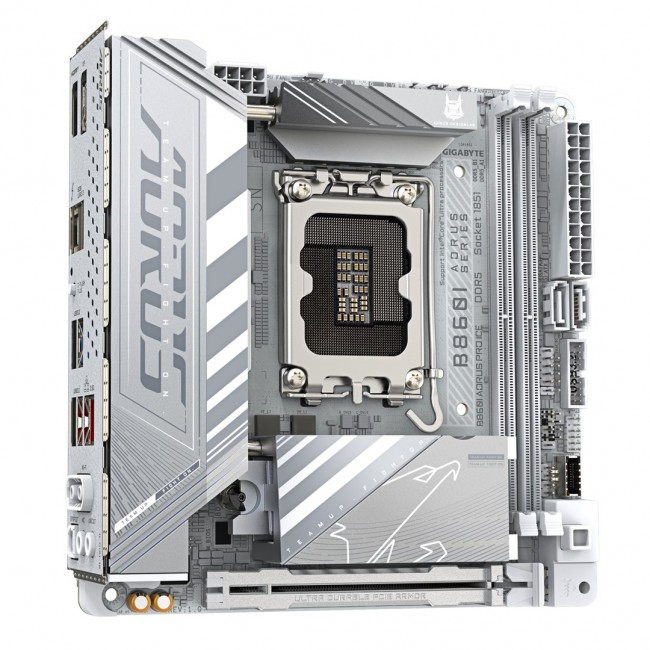GIGABYTE B860I AORUS PRO ICE Motherboard - Intel Core Ultra Series CPUs, 8+1+2+1 Phases VRM, up to 9200MHz DDR5, 1xPCIe 5.0 + 1xPCIe 4.0 M.2, 2.5GbE LAN, WIFI 7, Thunderbolt 4 GIGABYTE B860I AORUS PRO ICE Motherboard - Intel Core Ultra Series CPUs, 8+1+2+1 Phases VRM, up to 9200MHz DDR5, 1xPCIe 5.0 + 1xPCIe 4.0 M.2, 2.5GbE LAN, WIFI 7, Thunderbolt 4