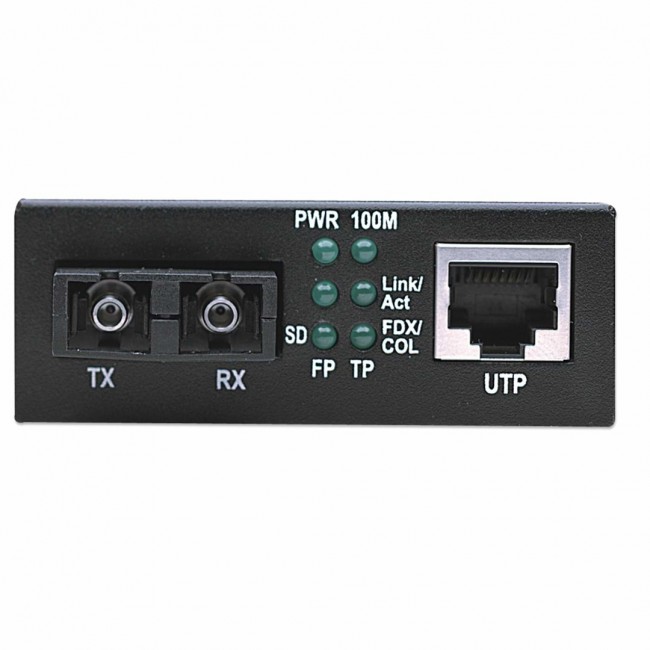 Intellinet Fast Ethernet Media Converter, 10/100Base-Tx to 100Base-Fx (SC) Multi-Mode, 2 km (1.24 mi)