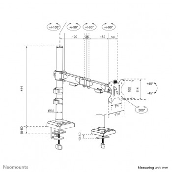 Neomounts DS60-600BL1 Monitor arm 10-32