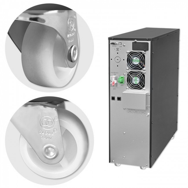 Qoltec 52284 Uninterruptible Power Supply UPS | 10kVA | 10000W | Power factor 1.0 | LCD | EPO | USB | On-line