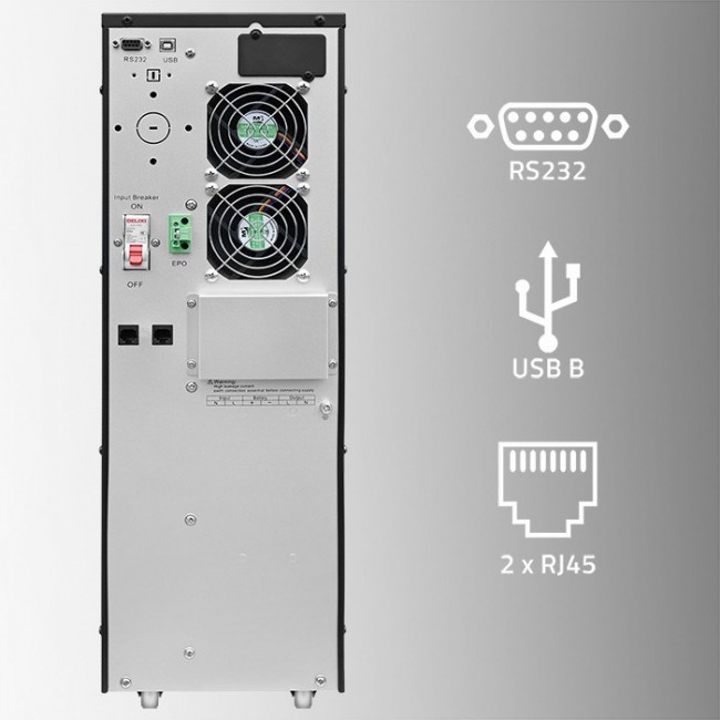 Qoltec 52283 Uninterruptible Power Supply UPS | 6kVA | 6000W | Power factor 1.0 | LCD | EPO | USB | On-line