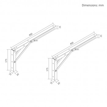 Maclean Folding Wall Shelf Bracket, min. 300 mm, max. 600 mm, max. 50 kg, 2 pieces, MC-195