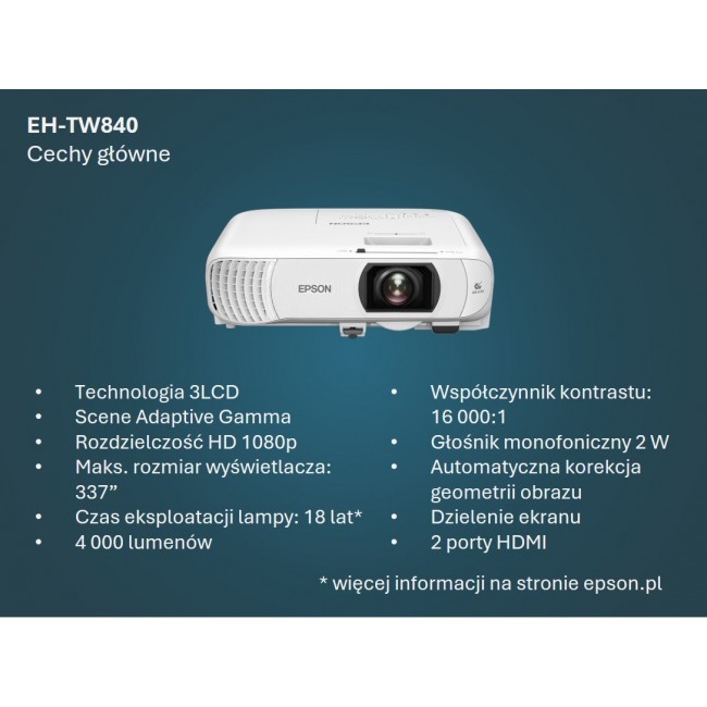 Epson EH-TW840 4000 ANSI lumens 3LCD 1080p (1920x1080) White