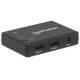 Manhattan HDMI Splitter 4-Port (Compact), 4K@30Hz, Displays output from x1 HDMI source to x4 HD displays (same output to four displays), AC Powered (cable 0.7m), Black, Three Year Warranty