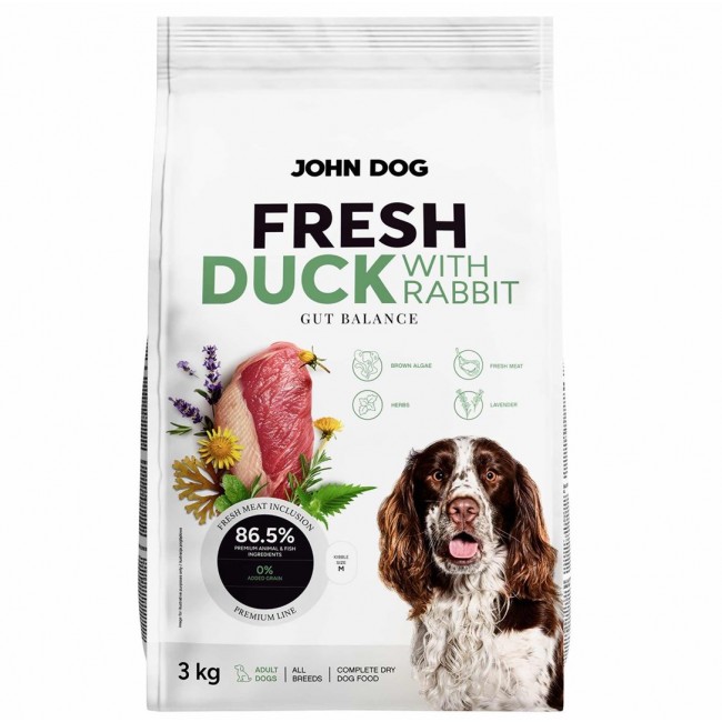 JOHN DOG Fresh Duck with rabbit - dry dog food - 3kg JOHN DOG Fresh Duck with rabbit - dry dog food - 3kg