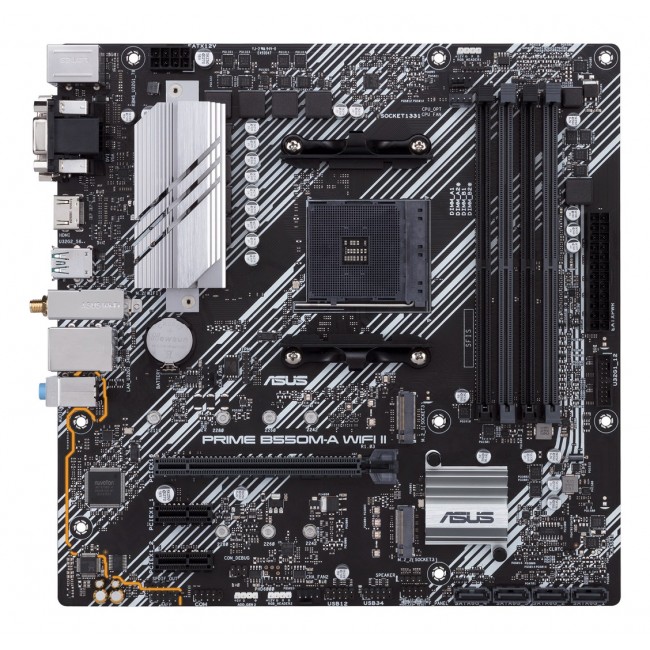 Asus | PRIME B550M-A WIFI II | Processor family AMD | Processor socket AM4 | DDR4 DIMM | Memory slots 4 | Supported hard disk drive interfaces SATA, M.2 | Number of SATA connectors 4 | Chipset AMD B550 | microATX Asus | PRIME B550M-A WIFI II | Processor family AMD | Processor socket AM4 | DDR4 DIMM | Memory slots 4 | Supported hard disk drive interfaces SATA, M.2 | Number of SATA connectors 4 | Chipset AMD B550 | microATX