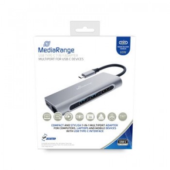MediaRange MRCS510 laptop dock/port replicator USB 3.2 Gen 1 (3.1 Gen 1) Type-C Silver