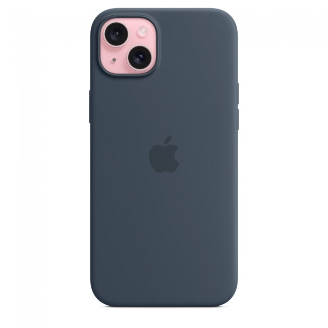 Apple iPhone 15 Plus Silicone Case with MagSafe - Storm Blue Apple iPhone 15 Plus Silicone Case with MagSafe - Storm Blue