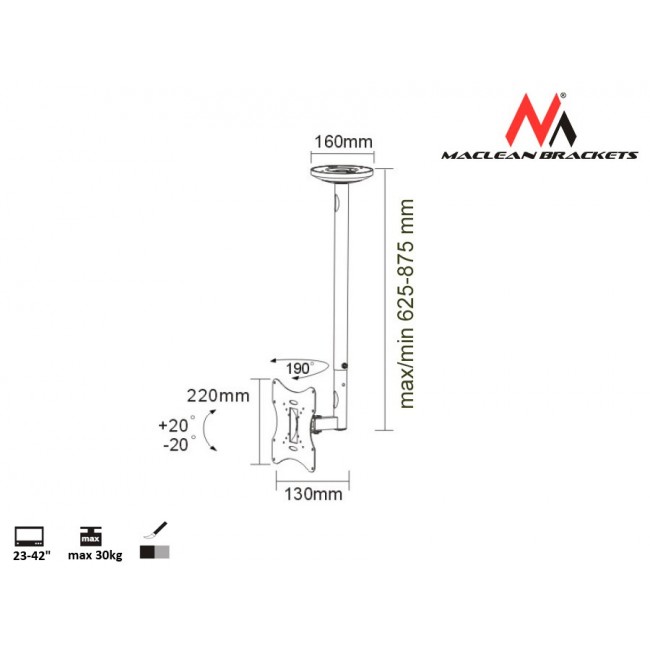 Maclean MC-504A S Adjustable Ceiling Bracket 23