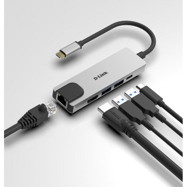 D-Link 5-in-1 USB-C Hub with HDMI/Ethernet and Power Delivery D-Link 5-in-1 USB-C Hub with HDMI/Ethernet and Power Delivery