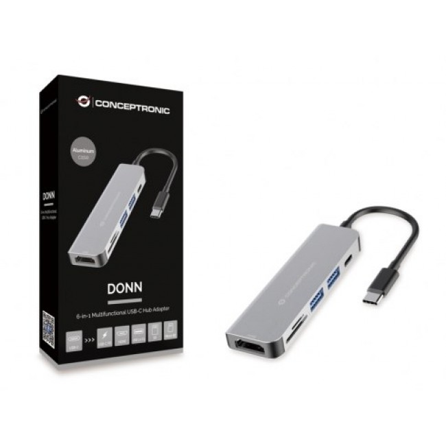 Conceptronic DONN02G laptop dock/port replicator USB 3.2 Gen 1 (3.1 Gen 1) Type-C Aluminium Conceptronic DONN02G laptop dock/port replicator USB 3.2 Gen 1 (3.1 Gen 1) Type-C Aluminium