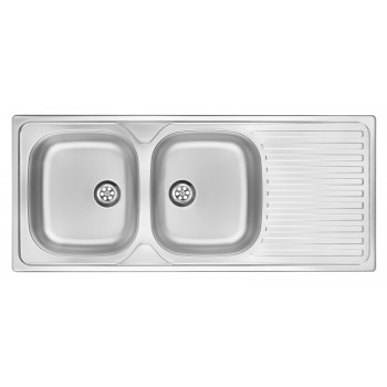 2-bowl steel sink with drainer