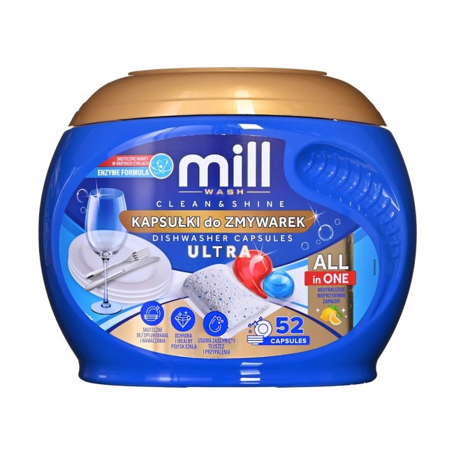 Mill dishwasher detergent set.