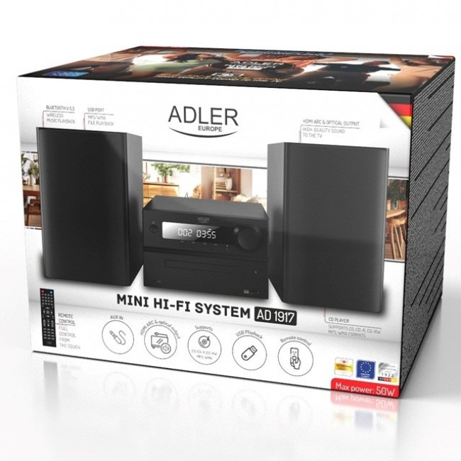 Adler AD 1917 HI-FI Tower Bluetooth/ CD/ USB/ FM Radio Black Adler AD 1917 HI-FI Tower Bluetooth/ CD/ USB/ FM Radio Black
