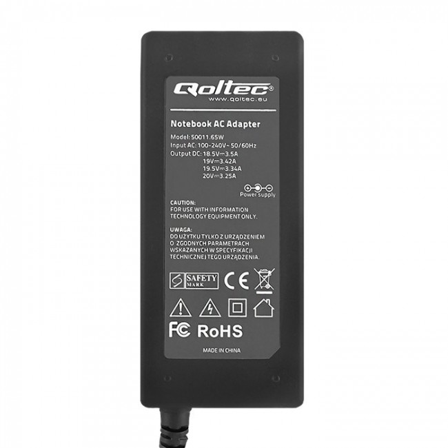 Qoltec 50011 power adapter/inverter Indoor 65 W Black