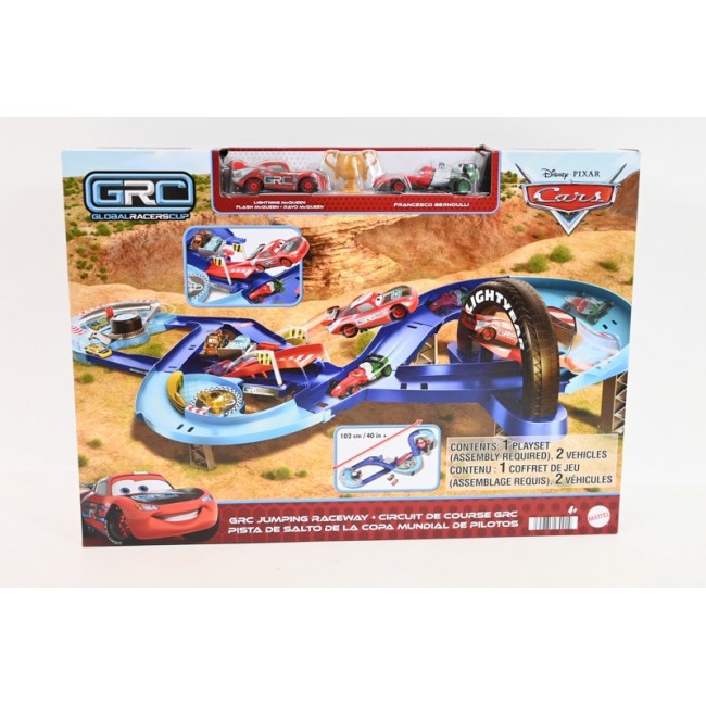 Disney Pixar Cars Disney and Pixar Cars GRC Jumping Raceway Playset with 2 Toy Vehicles, Includes Lightning McQueen Disney Pixar Cars Disney and Pixar Cars GRC Jumping Raceway Playset with 2 Toy Vehicles, Includes Lightning McQueen