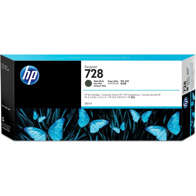 HP 728 300-ml Matte Black DesignJet Ink Cartridge HP 728 300-ml Matte Black DesignJet Ink Cartridge