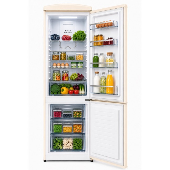 Ravanson LKK-315RM Retro Fridge 597 mm x 707 mm x 1943 mm | 315 l | Total No Frost | Energy Class E | Cream