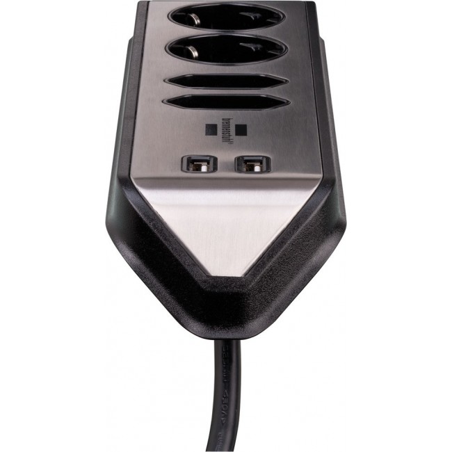 Brennenstuhl 1153590410 power extension 2 m 4 AC outlet(s) Indoor Black, Silver