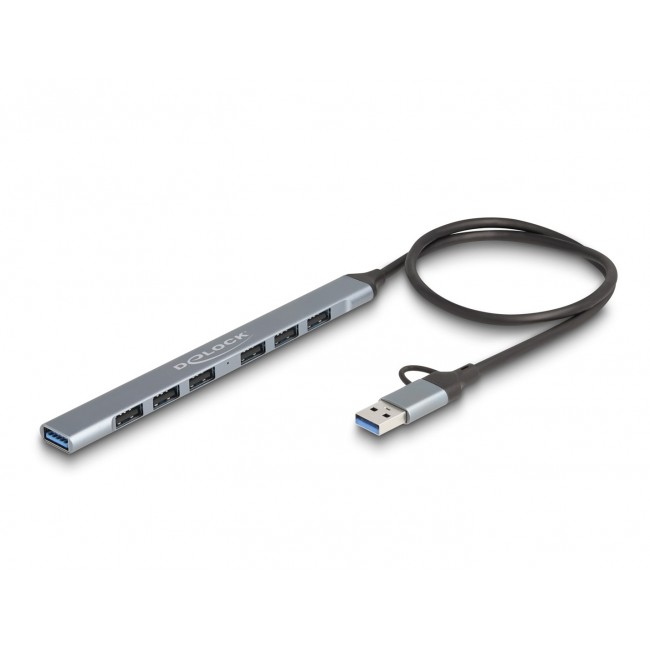 DeLOCK 4 Port Slim USB Hub with USB Type-C or USB Type-A to 3 x USB 5 Gbps USB Type-C + 1 x USB 5 Gbps Type-A