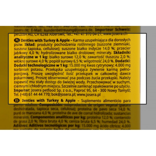 JOSERA Denties Turkey with apple - Dog treat - 180g JOSERA Denties Turkey with apple - Dog treat - 180g