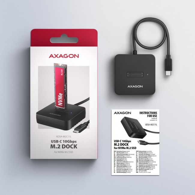 Axagon ADSA-M2C11L USB-C 10Gbps M.2 NVMe SSD Docking Station
