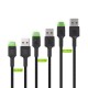Green Cell Set 3x GC Ray USB-C Cable 30cm, 120cm, 200cm with green LED backlight, fast charging UC, QC 3.0 Green Cell Set 3x GC Ray USB-C Cable 30cm, 120cm, 200cm with green LED backlight, fast charging UC, QC 3.0