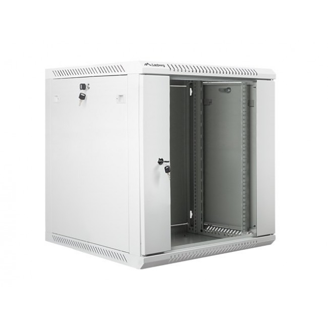 Lanberg wall-mounted installation rack cabinet 19'' 12U 600x600mm gray (glass door)