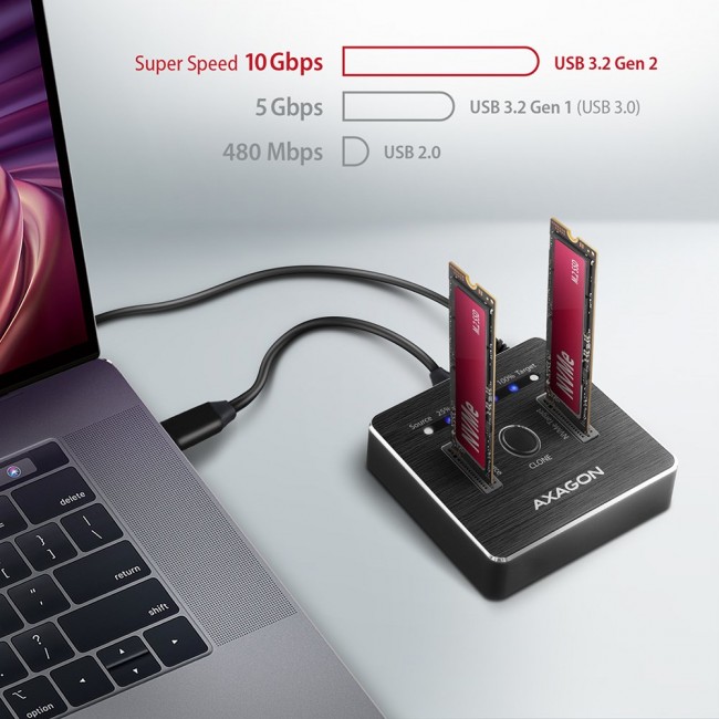 Axagon ADSA-M2C storage drive docking station USB 3.2 Gen 2 (3.1 Gen 2) Type-C Axagon ADSA-M2C storage drive docking station USB 3.2 Gen 2 (3.1 Gen 2) Type-C