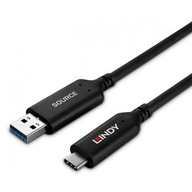 Lindy 10m USB 3.2 Gen 1 Type A to C Fibre Optic Hybrid Cable
