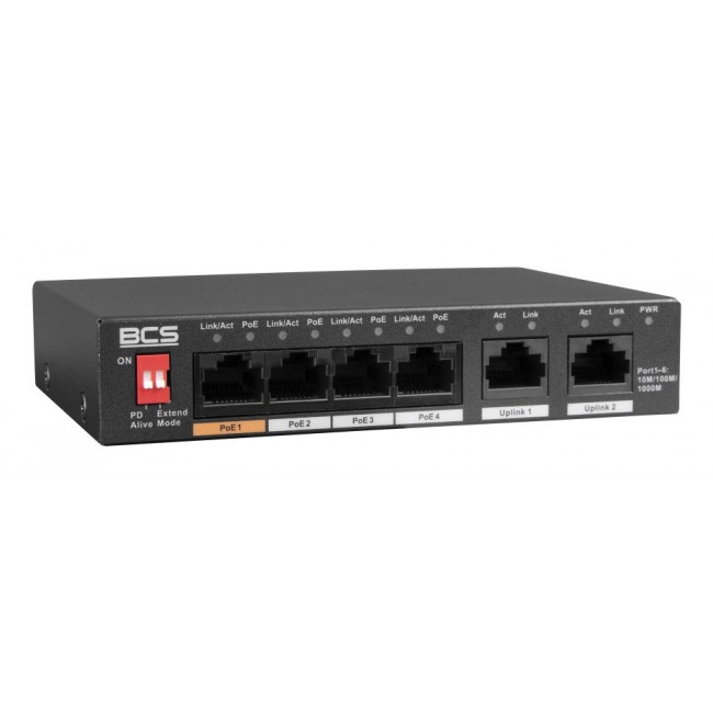 BCS BCS-L-SP04G02G(2) Unmanaged Gigabit Ethernet (10/100/1000) Power over Ethernet (PoE) Desktop Black