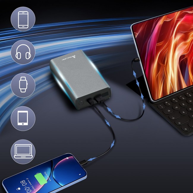 Extralink Powerbank EPB-126 20000mAh Silver Power bank, 45W PD, USB-C Extralink Powerbank EPB-126 20000mAh Silver Power bank, 45W PD, USB-C