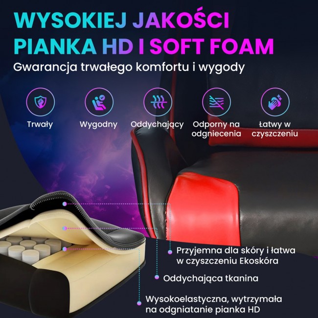 Extralink Gaming | Gaming Chair | office, rotary, bucket, black and red, G-522