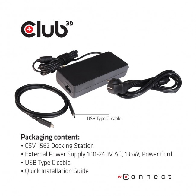 CLUB3D The CSV-1562 is an USB3.2 Gen1 Type-C Universal Triple 4K30Hz Charging Docking Station and is DisplayLink Certified. The Universal Charging Dock