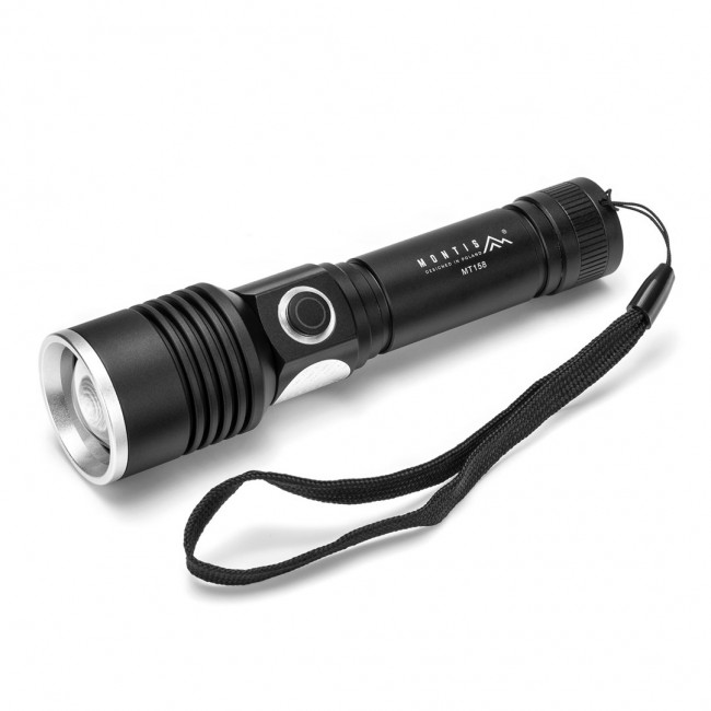 Montis Taktyczna ręczna latarka akumulatorowa LED MT158 Black Hand flashlight Montis Taktyczna ręczna latarka akumulatorowa LED MT158 Black Hand flashlight