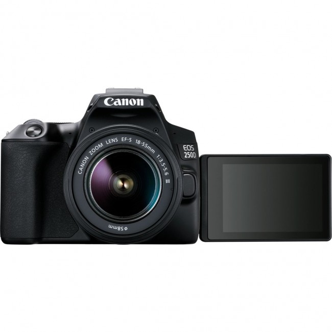 Canon EOS 250D + EF-S 18-55mm f/3.5-5.6 III SLR Camera Kit 24.1 MP CMOS 6000 x 4000 pixels Black Canon EOS 250D + EF-S 18-55mm f/3.5-5.6 III SLR Camera Kit 24.1 MP CMOS 6000 x 4000 pixels Black