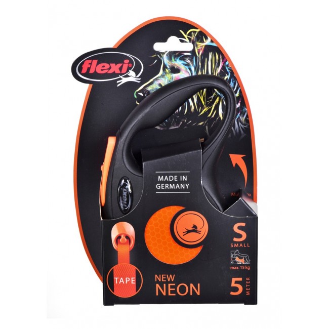FLEXI New Neon S - retractable leash - 5 m