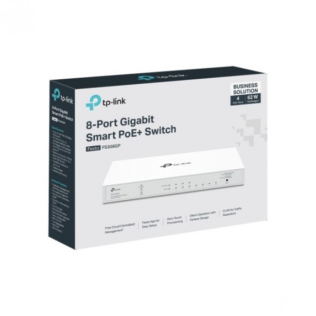 TP-Link FESTA FS308GP network switch Managed Gigabit Ethernet (10/100/1000) Power over Ethernet (PoE) White TP-Link FESTA FS308GP network switch Managed Gigabit Ethernet (10/100/1000) Power over Ethernet (PoE) White