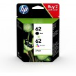 HP 62 2er Pack Schwarz Farbe dreifarbig Tintenpatrone