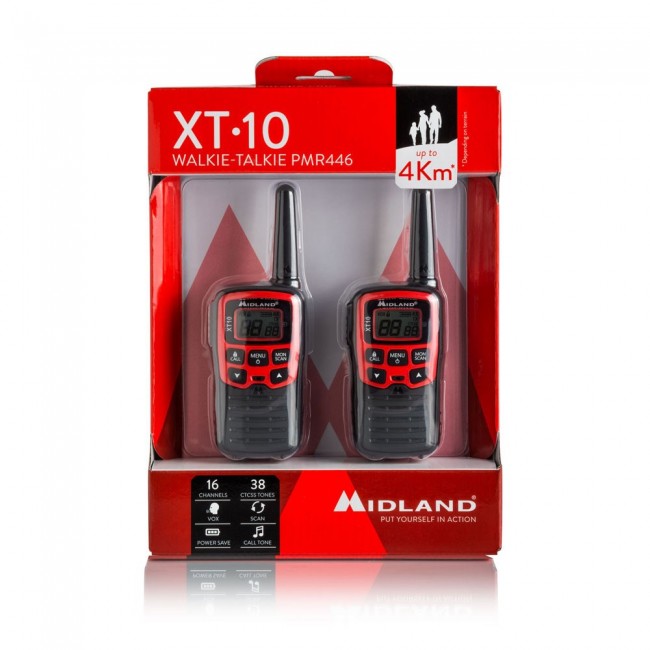 Midland XT10 two-way radio 16 channels 446.00625 - 446.09375 MHz Black, Red