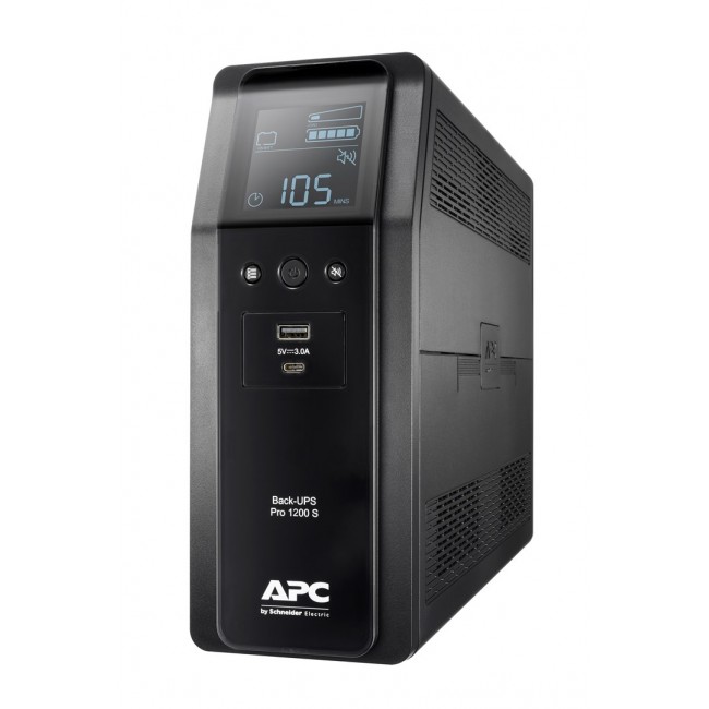 APC Back-UPS Pro, 1200VA/720W, Tower, 230V, 8x IEC C13 outlets, Sine Wave, AVR, USB Type A + C ports, LCD, User Replaceable Battery APC Back-UPS Pro, 1200VA/720W, Tower, 230V, 8x IEC C13 outlets, Sine Wave, AVR, USB Type A + C ports, LCD, User Replaceable Battery