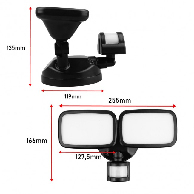 Maclean LED wall lamp, with PIR sensor, 20W, 1500lm, IP65, neutral white 4000K, black, MCE524 B Maclean LED wall lamp, with PIR sensor, 20W, 1500lm, IP65, neutral white 4000K, black, MCE524 B