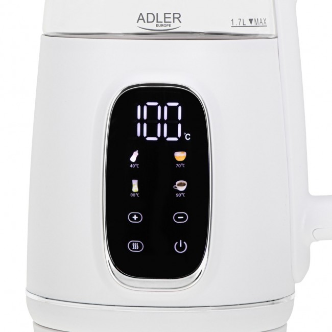 Adler AD 1305WS electric kettle 1.7 L 2200 W Transparent, White, Silver Adler AD 1305WS electric kettle 1.7 L 2200 W Transparent, White, Silver