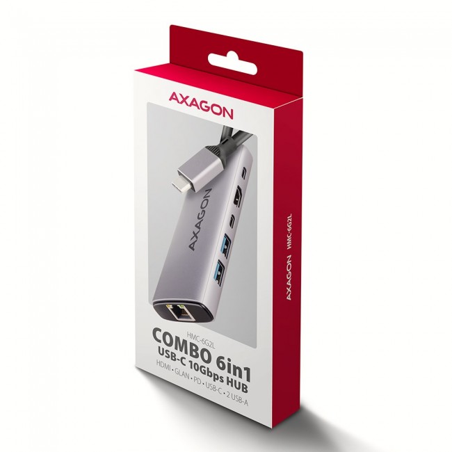 Axagon HMC-6G2L laptop dock/port replicator Wired USB 3.2 Gen 2 (3.1 Gen 2) Type-C Aluminium Axagon HMC-6G2L laptop dock/port replicator Wired USB 3.2 Gen 2 (3.1 Gen 2) Type-C Aluminium